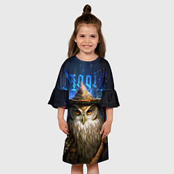 Платье клеш для девочки Волшебная сова - магия, цвет: 3D-принт — фото 2