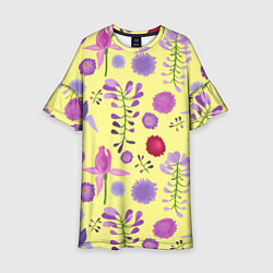 Платье клеш для девочки Фиолетовый цветник, цвет: 3D-принт