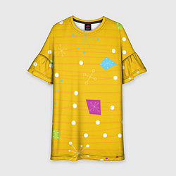 Платье клеш для девочки Yellow abstraction, цвет: 3D-принт