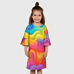 Платье клеш для девочки Красочные разливы, цвет: 3D-принт — фото 2
