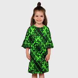 Платье клеш для девочки Зеленые точечные ромбы, цвет: 3D-принт — фото 2