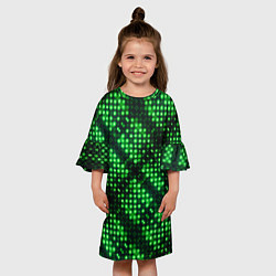 Платье клеш для девочки Яркие зеленые точки, цвет: 3D-принт — фото 2