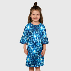 Платье клеш для девочки Светящиеся голубые цветы, цвет: 3D-принт — фото 2