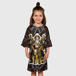 Платье клеш для девочки Бог Один повелитель древних славян, цвет: 3D-принт — фото 2