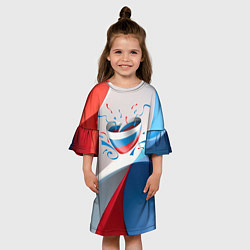 Платье клеш для девочки Сердце в цветах флага России, цвет: 3D-принт — фото 2