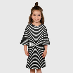 Платье клеш для девочки Оптическая иллюзия спираль, цвет: 3D-принт — фото 2