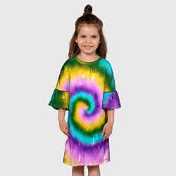 Платье клеш для девочки Тай дай стиль, цвет: 3D-принт — фото 2
