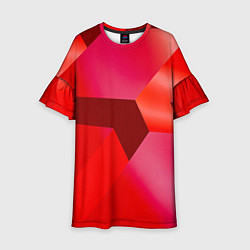 Платье клеш для девочки Красная геометрия, цвет: 3D-принт