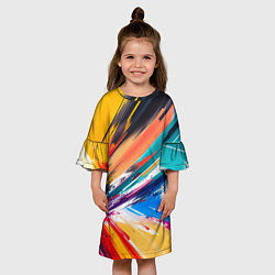 Платье клеш для девочки Красочные пульсации, цвет: 3D-принт — фото 2
