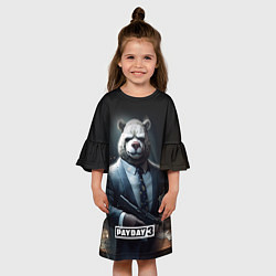 Платье клеш для девочки Payday3 bear, цвет: 3D-принт — фото 2