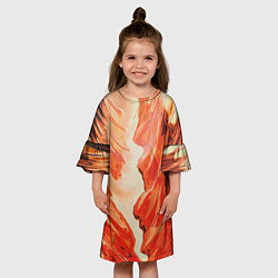 Платье клеш для девочки Бежевые и красные краски, цвет: 3D-принт — фото 2