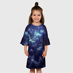 Платье клеш для девочки Звездная ночь - нейросеть, цвет: 3D-принт — фото 2