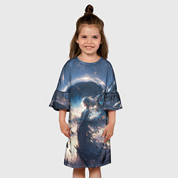 Платье клеш для девочки Небесная девушка от нейросети, цвет: 3D-принт — фото 2