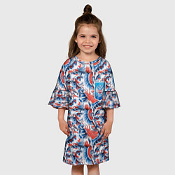 Платье клеш для девочки Русские узоры и герб, цвет: 3D-принт — фото 2