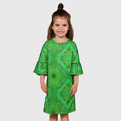 Платье клеш для девочки Зеленый орнамент, цвет: 3D-принт — фото 2