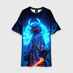 Детское платье Неоновая девушка самурай-демон