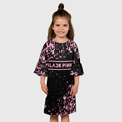Платье клеш для девочки Блэкпинк - потертости, цвет: 3D-принт — фото 2