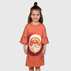 Платье клеш для девочки Портрет Деда Мороза, цвет: 3D-принт — фото 2