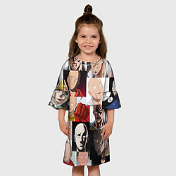 Платье клеш для девочки Saitama - many faces, цвет: 3D-принт — фото 2