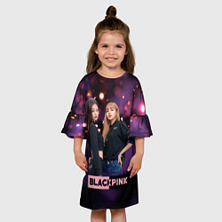 Платье клеш для девочки Blackpink purple, цвет: 3D-принт — фото 2