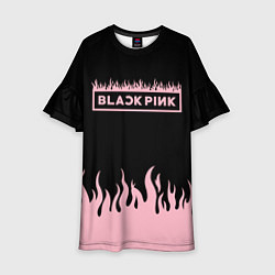 Платье клеш для девочки Blackpink - flames, цвет: 3D-принт