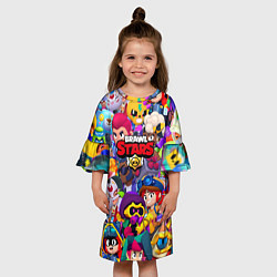 Платье клеш для девочки Brawl stars all pattern, цвет: 3D-принт — фото 2