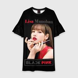 Платье клеш для девочки Blackpink Lisa paints lips, цвет: 3D-принт