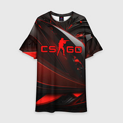 Платье клеш для девочки CS GO red and black, цвет: 3D-принт