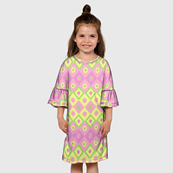Платье клеш для девочки Pink yellow style, цвет: 3D-принт — фото 2