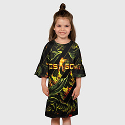 Платье клеш для девочки CS GO fire logo, цвет: 3D-принт — фото 2