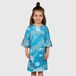 Платье клеш для девочки Камуфляж военный синий, цвет: 3D-принт — фото 2