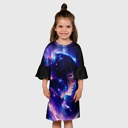 Платье клеш для девочки Космическая женщина, цвет: 3D-принт — фото 2