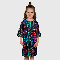 Платье клеш для девочки Флуоресцентные Цветы, цвет: 3D-принт — фото 2