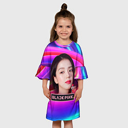 Платье клеш для девочки Джису яркий фон, цвет: 3D-принт — фото 2