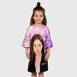 Платье клеш для девочки Дженни на фоне цветов, цвет: 3D-принт — фото 2