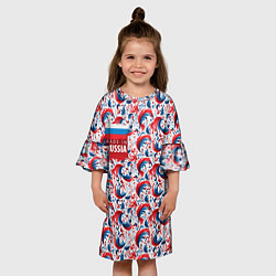 Платье клеш для девочки Флаг России и русские узоры, цвет: 3D-принт — фото 2