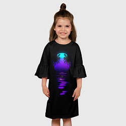 Платье клеш для девочки Луна SynthWave, цвет: 3D-принт — фото 2