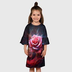Платье клеш для девочки Алая космическая роза - Нейросеть, цвет: 3D-принт — фото 2
