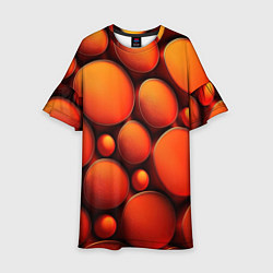 Платье клеш для девочки Оранжевы е круглые плиты, цвет: 3D-принт