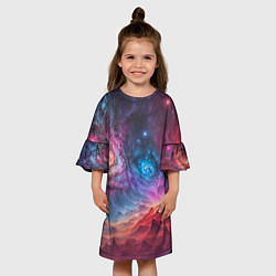 Платье клеш для девочки На задворках вселенной, цвет: 3D-принт — фото 2