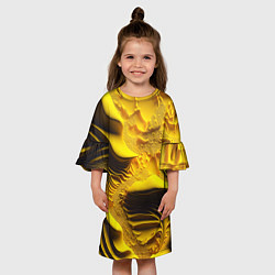 Платье клеш для девочки Желтая объемная текстура, цвет: 3D-принт — фото 2
