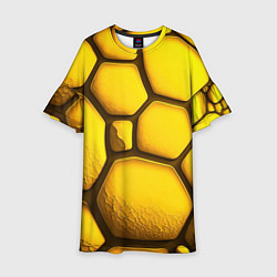Платье клеш для девочки Желтые объемные плиты, цвет: 3D-принт