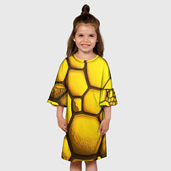 Платье клеш для девочки Желтые объемные плиты, цвет: 3D-принт — фото 2
