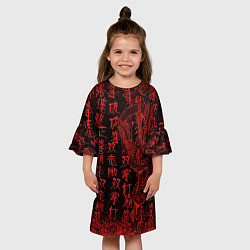 Платье клеш для девочки Дракон и катана - иероглифы, цвет: 3D-принт — фото 2