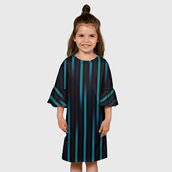 Платье клеш для девочки Полосы градиент бирюзовый, цвет: 3D-принт — фото 2