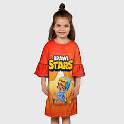 Платье клеш для девочки Сэнди Бравл старс, цвет: 3D-принт — фото 2