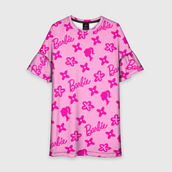 Детское платье Барби паттерн розовый