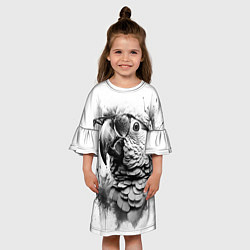 Платье клеш для девочки Попугай ара в старинных очках, цвет: 3D-принт — фото 2