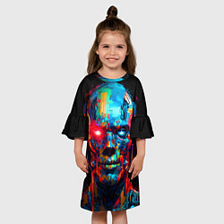 Платье клеш для девочки AI Робот digital pop-art, цвет: 3D-принт — фото 2