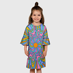 Платье клеш для девочки Абстрактный психоделический рисунок, цвет: 3D-принт — фото 2